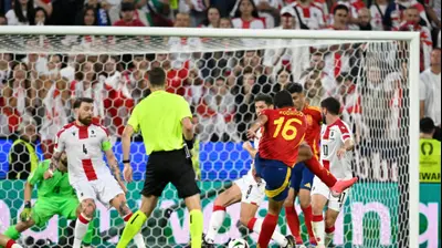 רודרי שחקן נבחרת ספרד כובש לרשת נבחרת גאורגיה. רויטרס