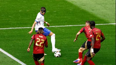 שחקן נבחרת צרפת, קיליאן אמבפה, נגד בלגיה. רויטרס