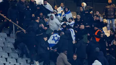 עימותים בין מאבטחים צרפתים לבין אוהדי נבחרת ישראל. רויטרס