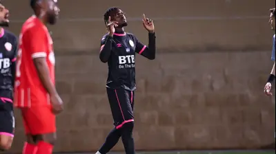 גודסוויי דוניו שחקן הפועל חדרה חוגג שער. מאור אלקסלסי