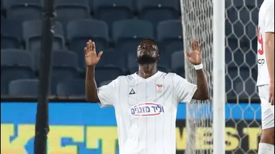 בארנס אוסיי שחקן בני סכנין חוגג שער. דני מרון