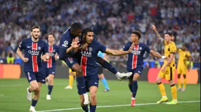 שחקני פריז סן ז'רמן, עוסמאן דמבלה, אשרף חכימי. Justin Setterfield,GettyImages