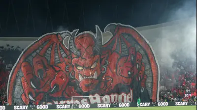 תפאורה של אוהדי הפועל תל אביב. דני מרון