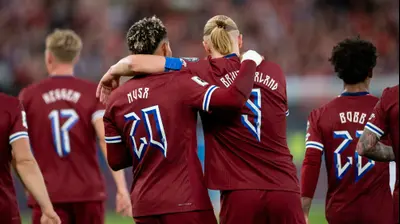 שחקני נבחרת נורבגיה, ארלינג הולאנד, אנטוניו נוסה. Mateusz Slodkowski,GettyImages