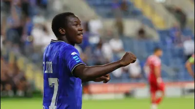 צ'יפיוקה סונגה שחקן הפועל פתח תקוה חוגג שער. אודי ציטיאט