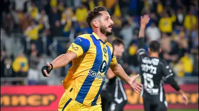 שגיב יחזקאל חוגג שער לזכות מכבי תל אביב. אריאל שלום