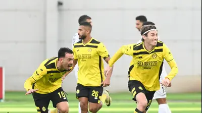 ווילסון האריס, שחקן מכבי נתניה חוגג שער. ברני ארדוב