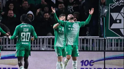 מיכאל אוחנה שחקן מכבי חיפה חוגג שער. מאור אלקסלסי