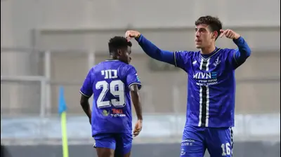 רועי דוד שחקן הפועל פתח תקוה חוגג שער. אודי ציטיאט