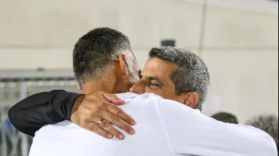 שרון מימר מאמן מ.ס. אשדוד עם אלירן חודדה מאמן עירוני טבריה. קובי אליהו
