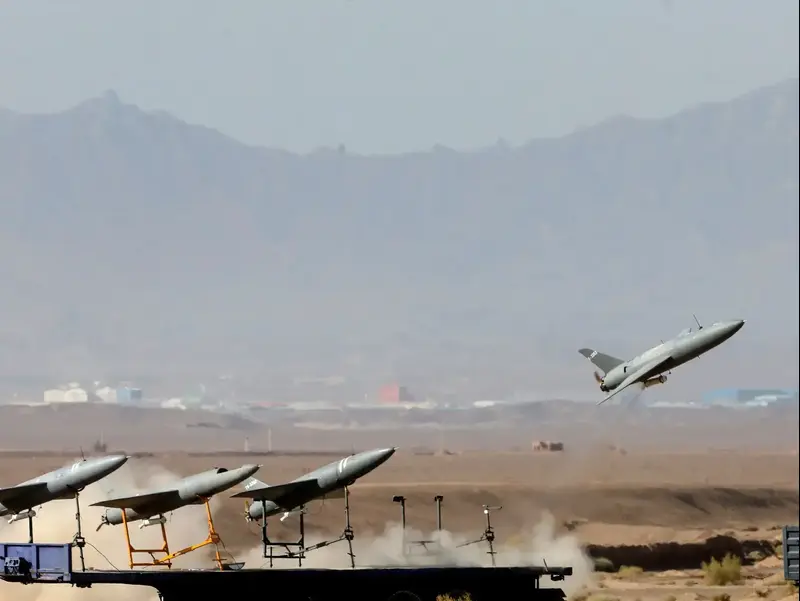 שיגור מל"ט במהלך תרגיל של צבא איראן במקום לא ידוע, 25 באוגוסט 2022