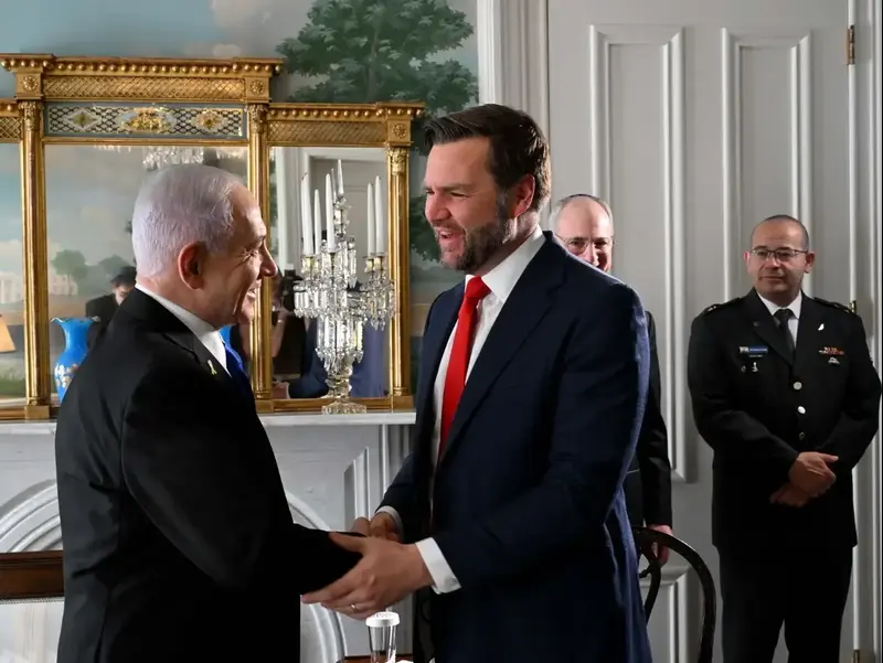 ראש הממשלה בנימין נתניהו נפגש הבוקר עם סגן נשיא ארה״ב ג׳יי. די. ואנס, בבלייר האוס בוושינגטון. 8 ביולי 2025