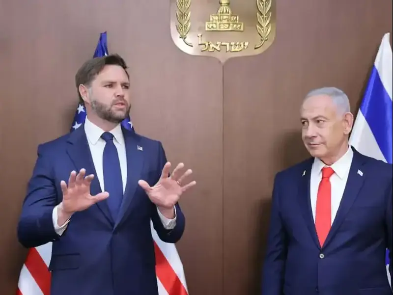 סגן נשיא ארצות הברית עם ראש הממשלה בנימין נתניהו בביקורו בישראל. 22 באוקטובר 2025