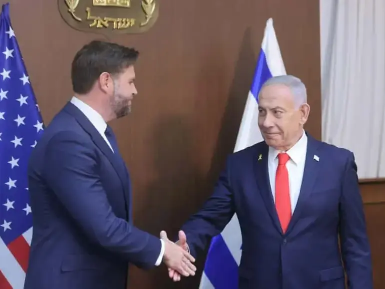 סגן נשיא ארצות הברית עם ראש הממשלה בנימין נתניהו בביקורו בישראל. 22 באוקטובר 2025