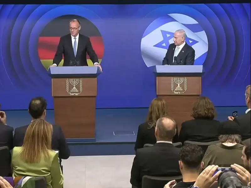 רה"מ בנימין נתניהו מקיים מסיבת עיתונאים משותפת עם קנצלר גרמניה, 7 בדצמבר 2025