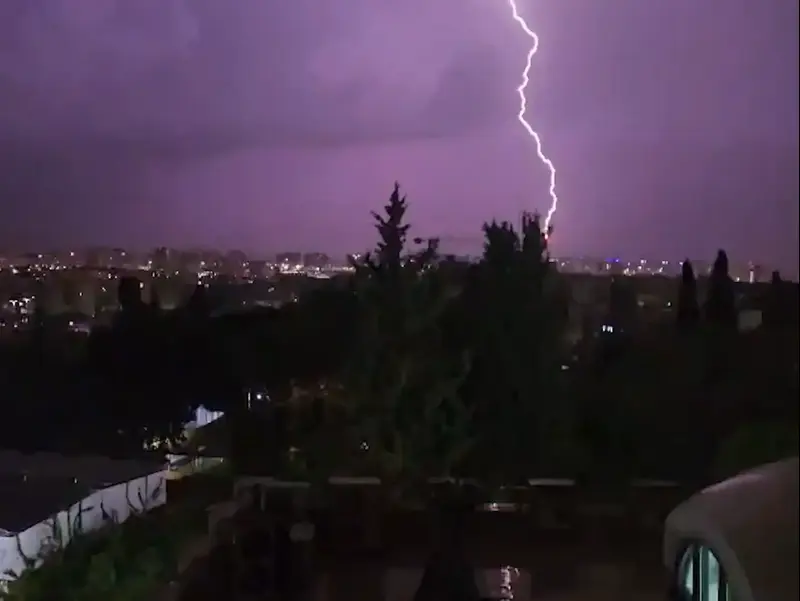 סערת ברקים מעל מרכז הארץ, 11 בדצמבר 2025