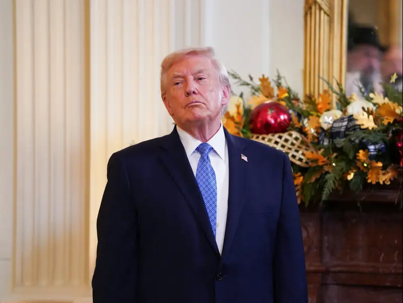 נשיא ארצות הברית טראמפ מדליק חנוכייה, וושינגטון. 17 בדצמבר 2025