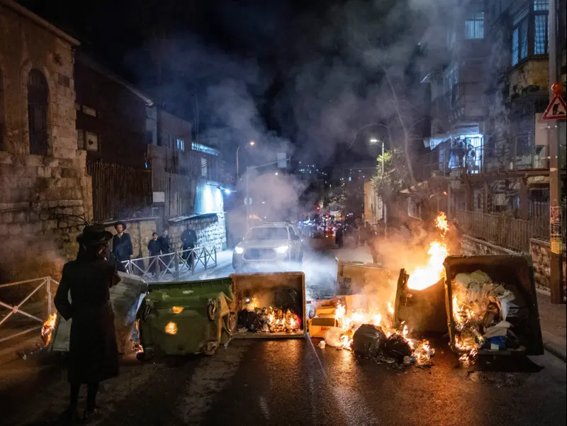 מחאות חרדים נגד הכוונה לבצע נתיחה בפעוטות שמתו בפעוטון, ירושלים, 19 בינואר 2026
