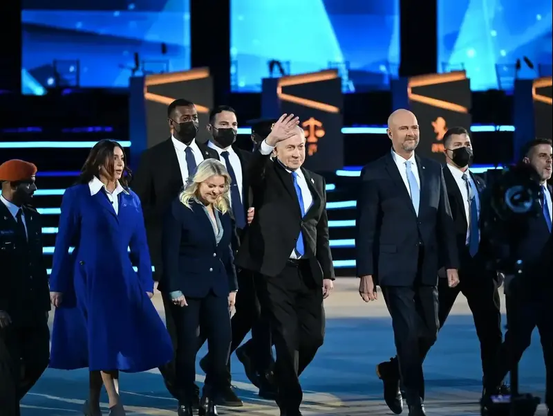 ראש הממשלה בנימין נתניהו ורעייתו שרה בטקס הדלקת המשואות, ערב יום העצמאות ה-78, 21 באפריל 2026