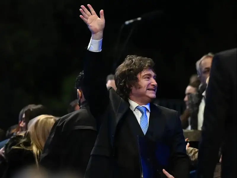 נשיא ארגנטינה חביאר מיליי בטקס הדלקת המשואות, ערב יום העצמאות ה-78, 21 באפריל 2026