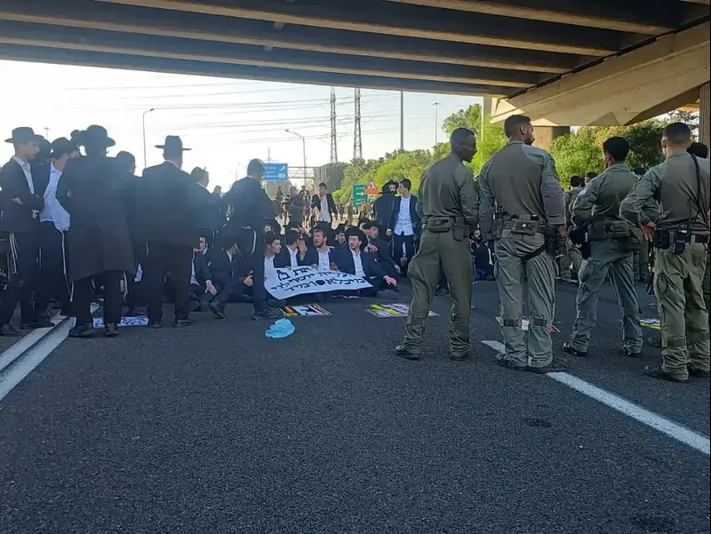 הפגנת חרדים בכביש 1. 11 ביוני 2026