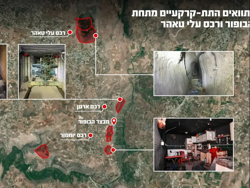 כלל התוואים התת-קרקעיים מתחת לרכס הבופור ועלי טאהר. 11 בספטמבר 2026
