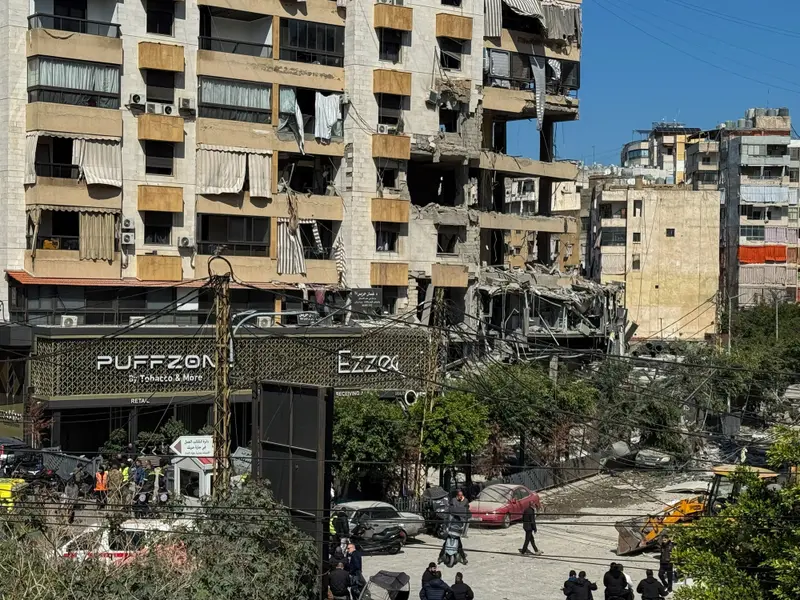 בניין שנפגע מתקיפה של חיל האוויר על יעד של חיזבאללה בלבנון, 2 במרץ 2026